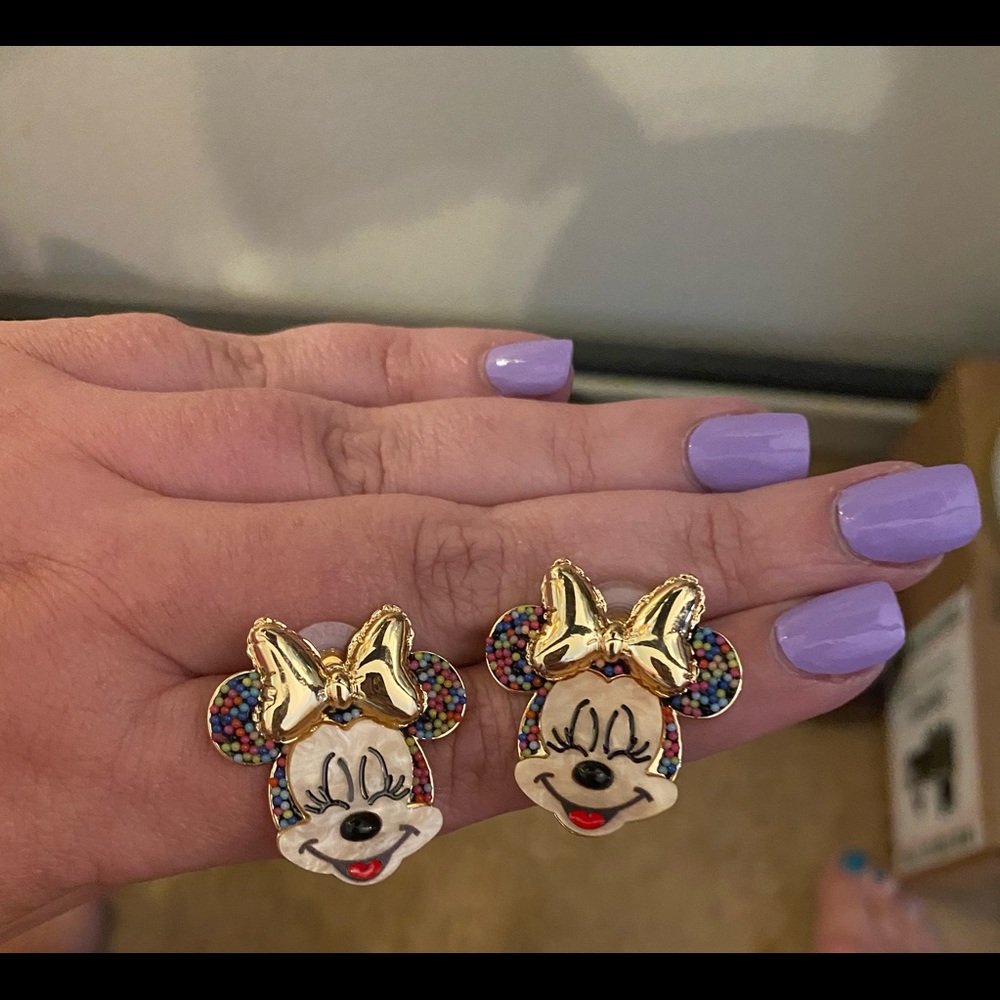 Disney X Baublebar Minnie Celebration earrings.